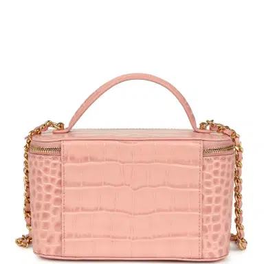 Chanel Chanel Small Top Handle Vanity Case Light Pink Croc Embossed Calfskin Gold Hardware | Thumbnail 4 Chanel Chanel Small Top Handle Vanity Case Light Pink Croc Embossed Calfskin Gold Hardware | Thumbnail 4