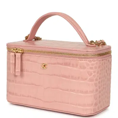 Chanel Chanel Small Top Handle Vanity Case Light Pink Croc Embossed Calfskin Gold Hardware | Thumbnail 5 Chanel Chanel Small Top Handle Vanity Case Light Pink Croc Embossed Calfskin Gold Hardware | Thumbnail 5