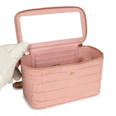 Chanel Chanel Small Top Handle Vanity Case Light Pink Croc Embossed Calfskin Gold Hardware | Thumbnail 8 Chanel Chanel Small Top Handle Vanity Case Light Pink Croc Embossed Calfskin Gold Hardware | Thumbnail 8