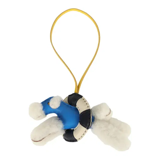 HERMÈS Hermes "A La Mer" Budy Charm Ecru, Bleu Hydra, Jaune De Naples, Bleu Nuit, Craie Merino Wool and Milo Lambskin