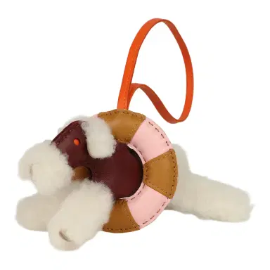 HERMÈS Hermes "A La Mer" Budy Charm Ecru, Rouge H, Feu, Sesame, Rose Sakura Merino Wool and Milo Lambskin | Thumbnail 4 HERMÈS Hermes "A La Mer" Budy Charm Ecru, Rouge H, Feu, Sesame, Rose Sakura Merino Wool and Milo Lambskin | Thumbnail 4