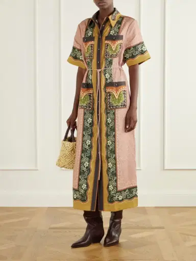 ALÉMAIS Darcey Belted Printed Hemp Midi Dress | Thumbnail 2 ALÉMAIS Darcey Belted Printed Hemp Midi Dress | Thumbnail 2