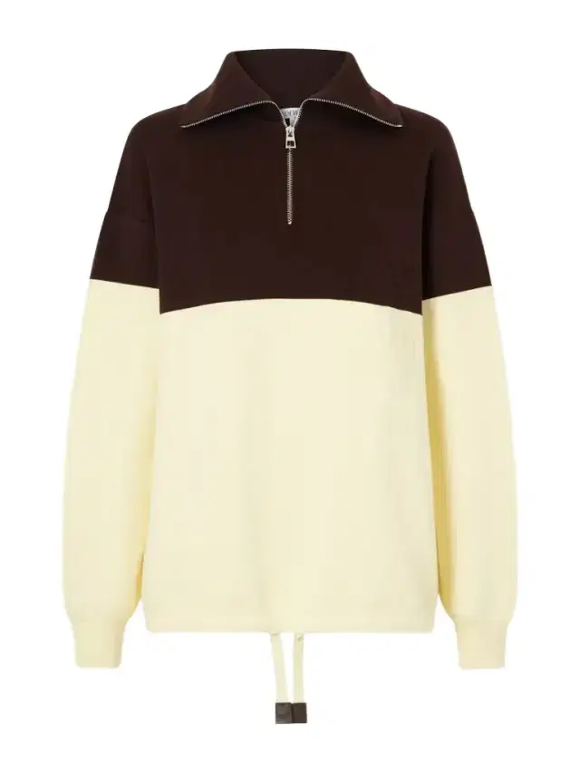 Loewe Anagram-embossed Two-tone Cotton-blend Jersey Half-zip Sweatshirt
