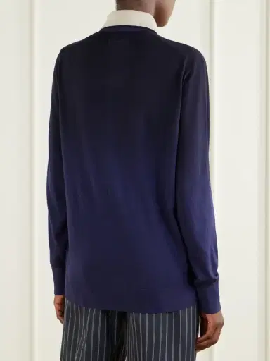 Acne Studios Layered Silk, Wool And Cashmere-blend Polo Sweater | Thumbnail 4