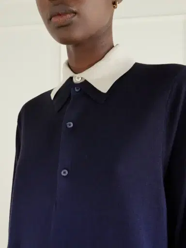Acne Studios Layered Silk, Wool And Cashmere-blend Polo Sweater | Thumbnail 5
