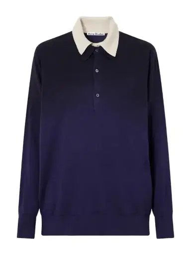 Acne Studios Layered Silk, Wool And Cashmere-blend Polo Sweater | Thumbnail 1