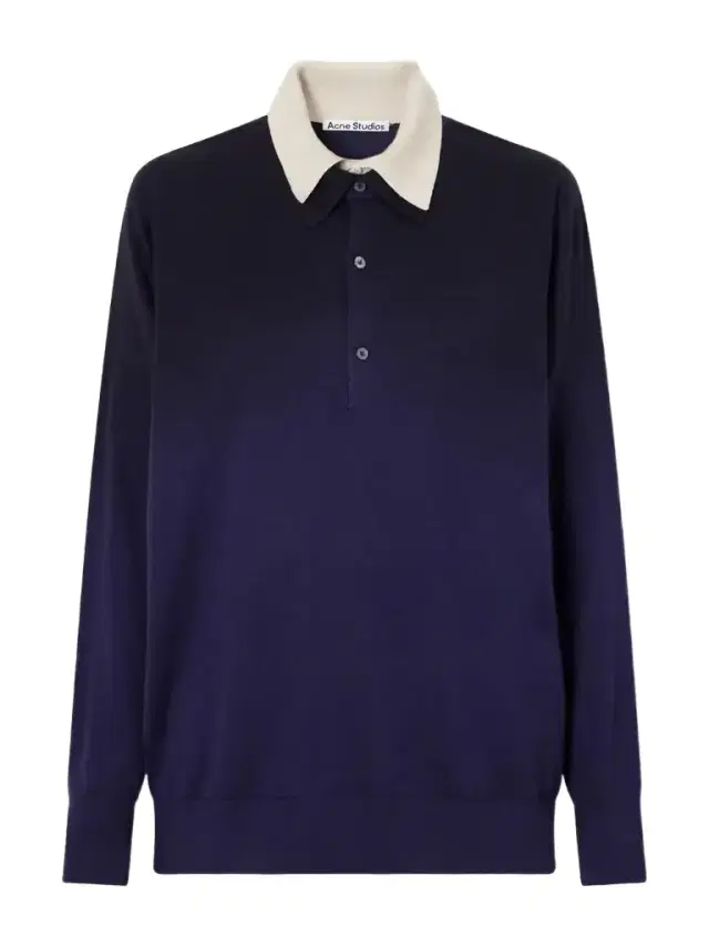 Acne Studios Layered Silk, Wool And Cashmere-blend Polo Sweater