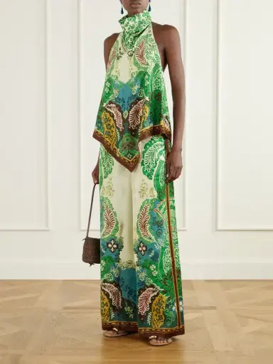 ALÉMAIS Florence Drawstring Floral-print Satin-jacquard Wide-leg Pants | Thumbnail 2 ALÉMAIS Florence Drawstring Floral-print Satin-jacquard Wide-leg Pants | Thumbnail 2