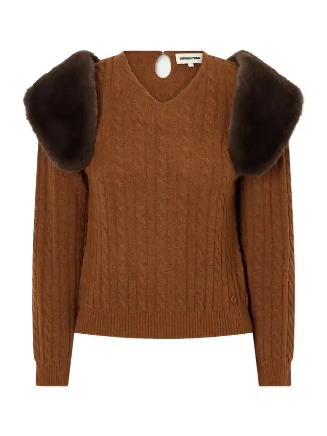 SHUSHU/TONG Plush-trimmed Cable-knit Wool And Lyocell-blend Sweater