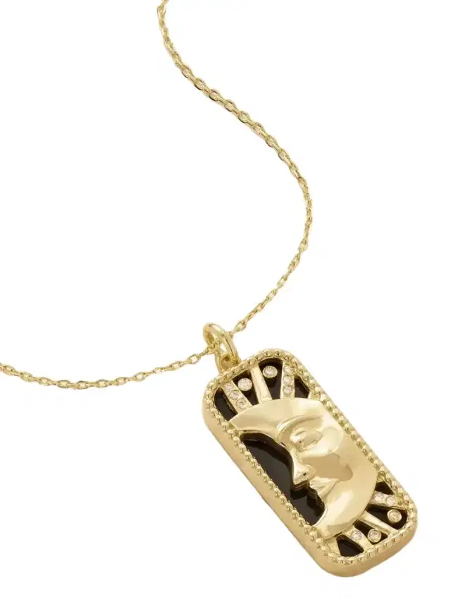 L’Atelier Nawbar Moon To My Sun 18-karat Gold, Diamond And Onyx Pendant Necklace