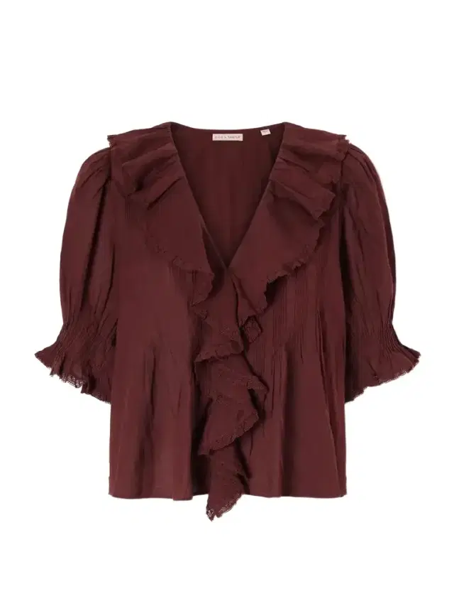 DÔEN Henri Shirred Lace-trimmed Organic Cotton Blouse