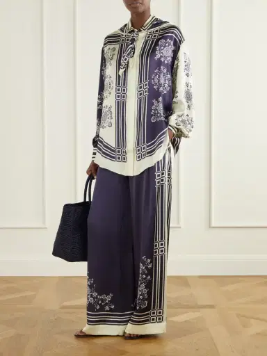 ALÉMAIS Banderra Scarf-detailed Printed Silk-satin Shirt | Thumbnail 2 ALÉMAIS Banderra Scarf-detailed Printed Silk-satin Shirt | Thumbnail 2
