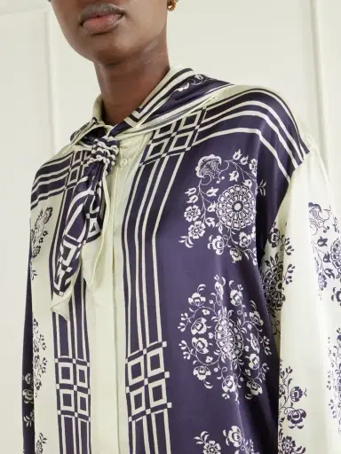 ALÉMAIS Banderra Scarf-detailed Printed Silk-satin Shirt | Thumbnail 5 ALÉMAIS Banderra Scarf-detailed Printed Silk-satin Shirt | Thumbnail 5