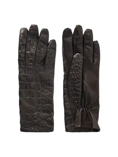 Nour Hammour Croc-effect Leather Gloves | Thumbnail 1