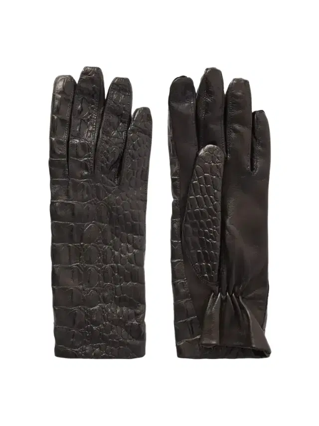 Nour Hammour Croc-effect Leather Gloves