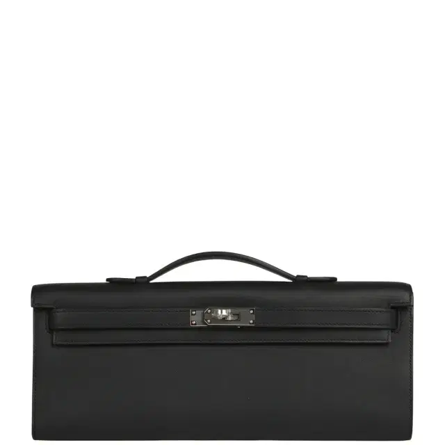 HERMÈS Hermes Kelly Cut Black Swift Palladium Hardware