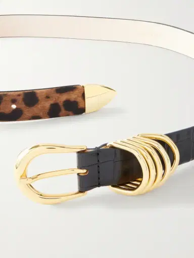 Déhanche Hollyhock Embellished Leopard-print Calf-hair Embossed-leather Belt | Thumbnail 3