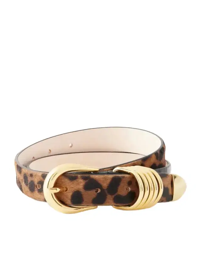 Déhanche Hollyhock Embellished Leopard-print Calf-hair Embossed-leather Belt