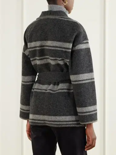 Marant Étoile Brea Belted Striped Knitted Coat | Thumbnail 3 Marant Étoile Brea Belted Striped Knitted Coat | Thumbnail 3