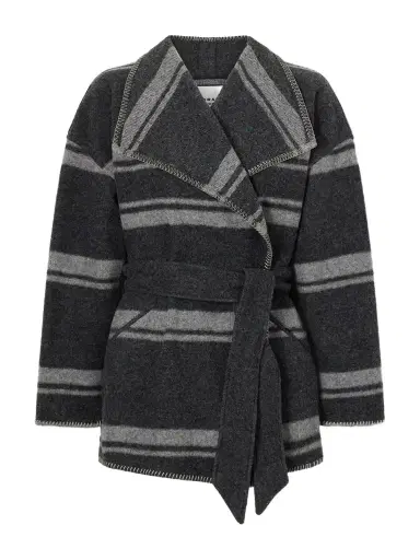 Marant Étoile Brea Belted Striped Knitted Coat | Thumbnail 1 Marant Étoile Brea Belted Striped Knitted Coat | Thumbnail 1