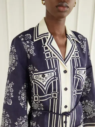 ALÉMAIS Banderra Belted Printed Linen Mini Dress | Thumbnail 4 ALÉMAIS Banderra Belted Printed Linen Mini Dress | Thumbnail 4