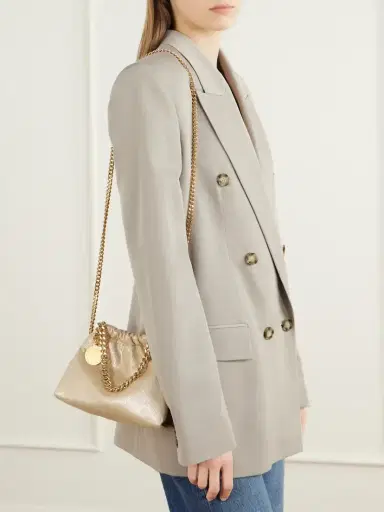 Stella McCartney Falabella Mini Metallic Vegetarian Material Drawstring Bag | Thumbnail 2