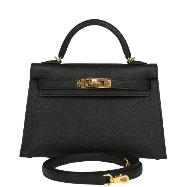 HERMÈS Hermes Kelly Sellier 20 Black Epsom Gold Hardware