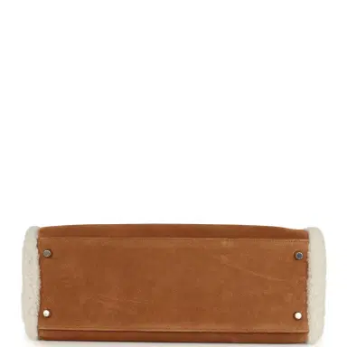 HERMÈS Hermes Teddy Kelly Retourne 35 Chamois, Ecru Shearling, Alezan Swift Palladium Hardware | Thumbnail 6