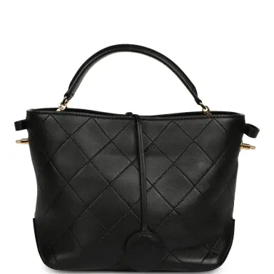 Chanel Pre-owned Chanel Top Handle Bucket Bag Black Calfskin Gold Hardware | Thumbnail 2 Chanel Pre-owned Chanel Top Handle Bucket Bag Black Calfskin Gold Hardware | Thumbnail 2