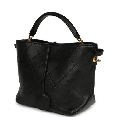 Chanel Pre-owned Chanel Top Handle Bucket Bag Black Calfskin Gold Hardware | Thumbnail 3 Chanel Pre-owned Chanel Top Handle Bucket Bag Black Calfskin Gold Hardware | Thumbnail 3