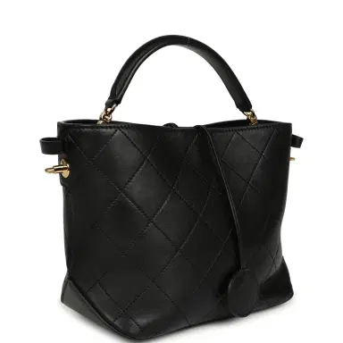 Chanel Pre-owned Chanel Top Handle Bucket Bag Black Calfskin Gold Hardware | Thumbnail 5 Chanel Pre-owned Chanel Top Handle Bucket Bag Black Calfskin Gold Hardware | Thumbnail 5