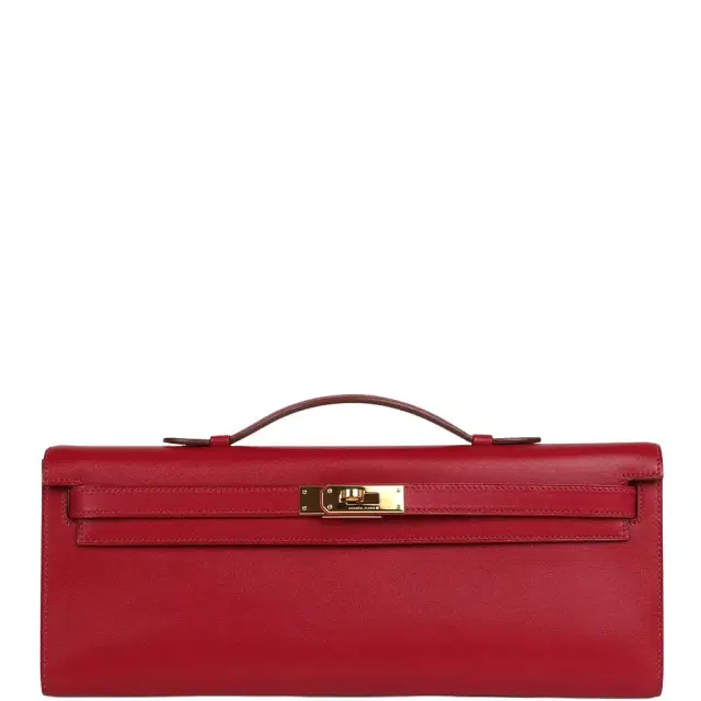 HERMÈS Pre-owned Hermes Kelly Cut Rubis Tadelakt Gold Hardware
