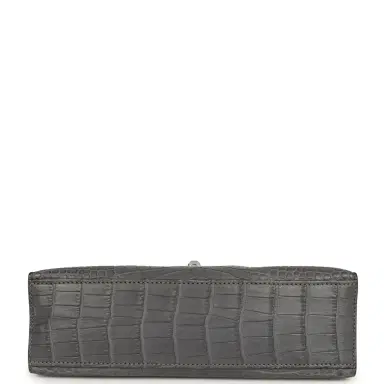 HERMÈS Pre-owned Hermes Kelly Pochette Gris Paris Matte Alligator Palladium Hardware | Thumbnail 6