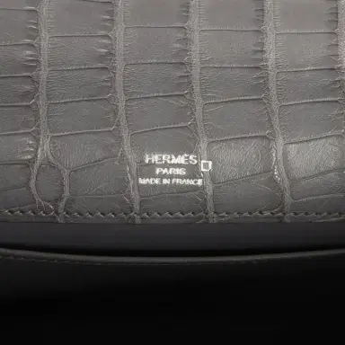 HERMÈS Pre-owned Hermes Kelly Pochette Gris Paris Matte Alligator Palladium Hardware | Thumbnail 7