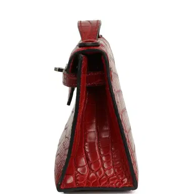 HERMÈS Pre-owned Hermes Kelly Pochette Rouge H Matte Alligator Mississippiensis Palladium Hardware | Thumbnail 4