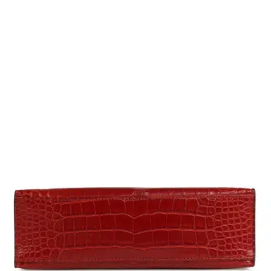 HERMÈS Pre-owned Hermes Kelly Pochette Rouge H Matte Alligator Mississippiensis Palladium Hardware | Thumbnail 6