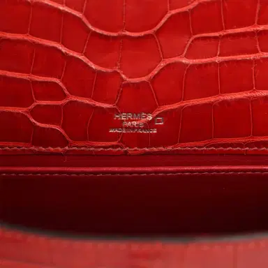 HERMÈS Pre-owned Hermes Kelly Pochette Rouge H Matte Alligator Mississippiensis Palladium Hardware | Thumbnail 7