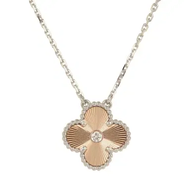 Van Cleef & Arpels Van Cleef & Arpels 2024 Holiday Vintage Alhambra Pendant Necklace Rose Gold Guilloche 18K White Gold & Diamonds | Thumbnail 2 Van Cleef & Arpels Van Cleef & Arpels 2024 Holiday Vintage Alhambra Pendant Necklace Rose Gold Guilloche 18K White Gold & Diamonds | Thumbnail 2
