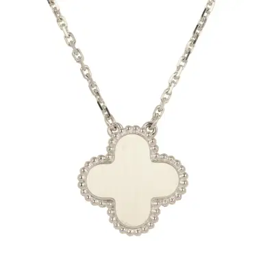Van Cleef & Arpels Van Cleef & Arpels 2024 Holiday Vintage Alhambra Pendant Necklace Rose Gold Guilloche 18K White Gold & Diamonds | Thumbnail 4 Van Cleef & Arpels Van Cleef & Arpels 2024 Holiday Vintage Alhambra Pendant Necklace Rose Gold Guilloche 18K White Gold & Diamonds | Thumbnail 4