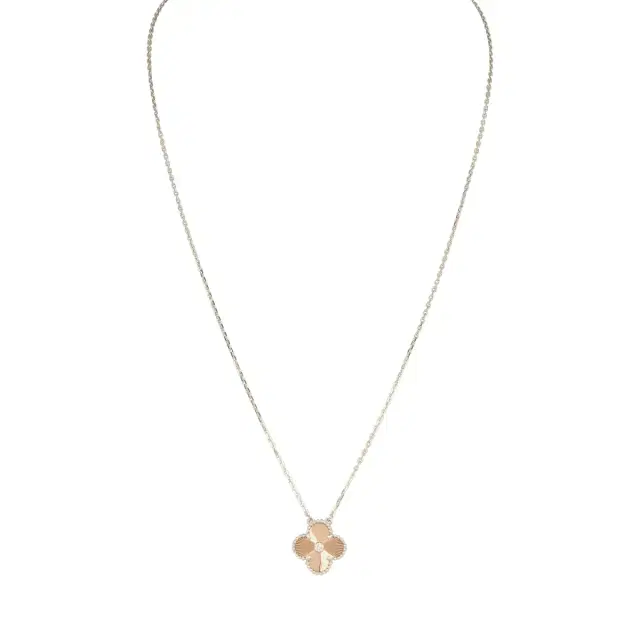 Van Cleef & Arpels Van Cleef & Arpels 2024 Holiday Vintage Alhambra Pendant Necklace Rose Gold Guilloche 18K White Gold & Diamonds