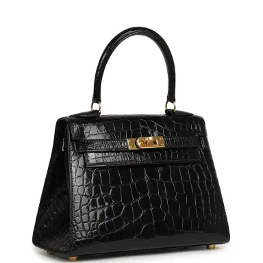 HERMÈS Vintage Hermes Kelly Sellier 20 Black Shiny Alligator Mississippiensis Gold Hardware | Thumbnail 2 HERMÈS Vintage Hermes Kelly Sellier 20 Black Shiny Alligator Mississippiensis Gold Hardware | Thumbnail 2