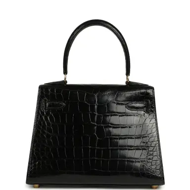 HERMÈS Vintage Hermes Kelly Sellier 20 Black Shiny Alligator Mississippiensis Gold Hardware | Thumbnail 3 HERMÈS Vintage Hermes Kelly Sellier 20 Black Shiny Alligator Mississippiensis Gold Hardware | Thumbnail 3
