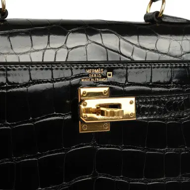HERMÈS Vintage Hermes Kelly Sellier 20 Black Shiny Alligator Mississippiensis Gold Hardware | Thumbnail 7 HERMÈS Vintage Hermes Kelly Sellier 20 Black Shiny Alligator Mississippiensis Gold Hardware | Thumbnail 7