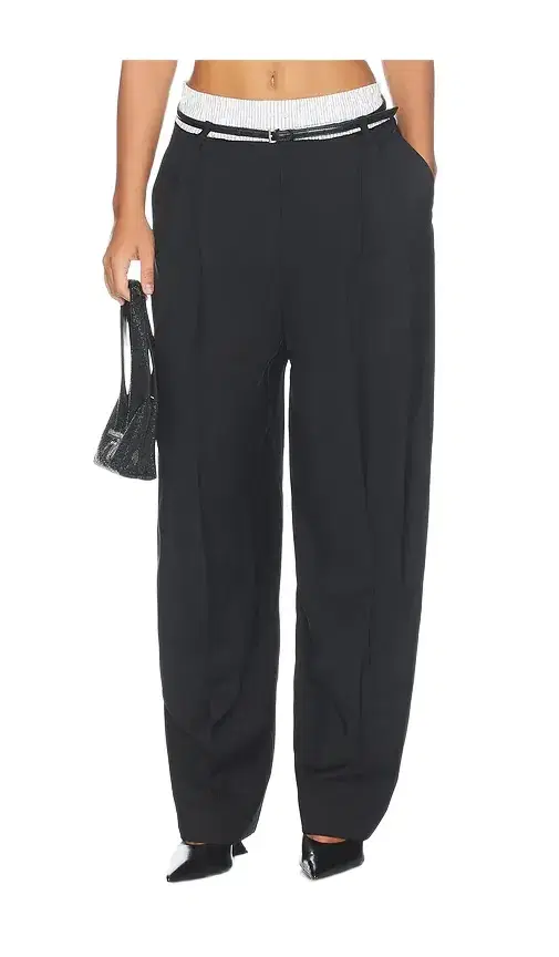 Alexander Wang Mid-Rise Belted Tailored Pant With Pre-styled Boxer