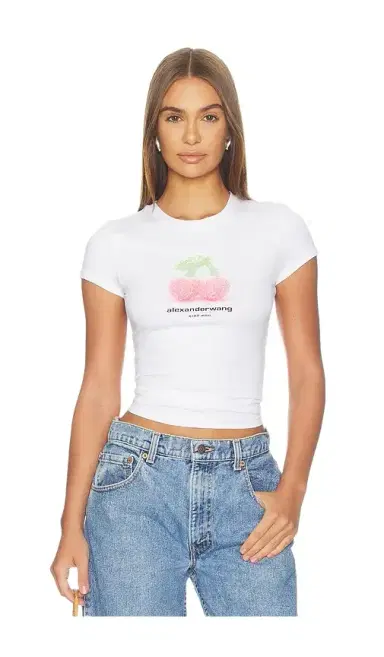 Alexander Wang Fitted Ringer Tee With Cherry Graphic | Thumbnail 1