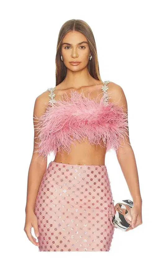 Bronx and Banco Madeline Diamond Feather Crop Top