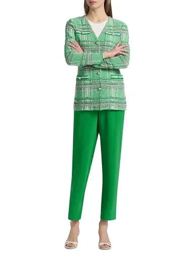 Misook Women's Tailored Crochet Plaid Blazer - Clover Field | Thumbnail 2