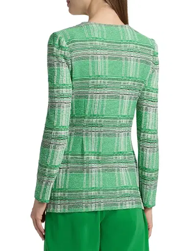 Misook Women's Tailored Crochet Plaid Blazer - Clover Field | Thumbnail 5