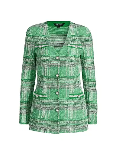 Misook Women's Tailored Crochet Plaid Blazer - Clover Field | Thumbnail 1