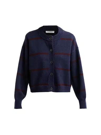 Frame Women's The Easy Femme Striped Cardigan - Navy Stripe | Thumbnail 1